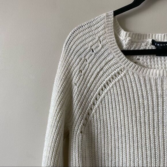 Trouvé-Chunky Knit Ivory/Grey Split Back Sweater - Picture 3 of 14